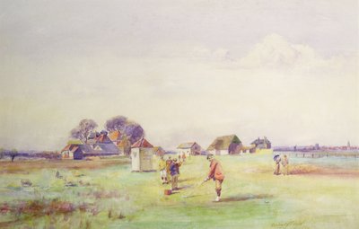 De eerste tee bij Royal St. Georges, Sandwich, 1910 door Herbert John Finn